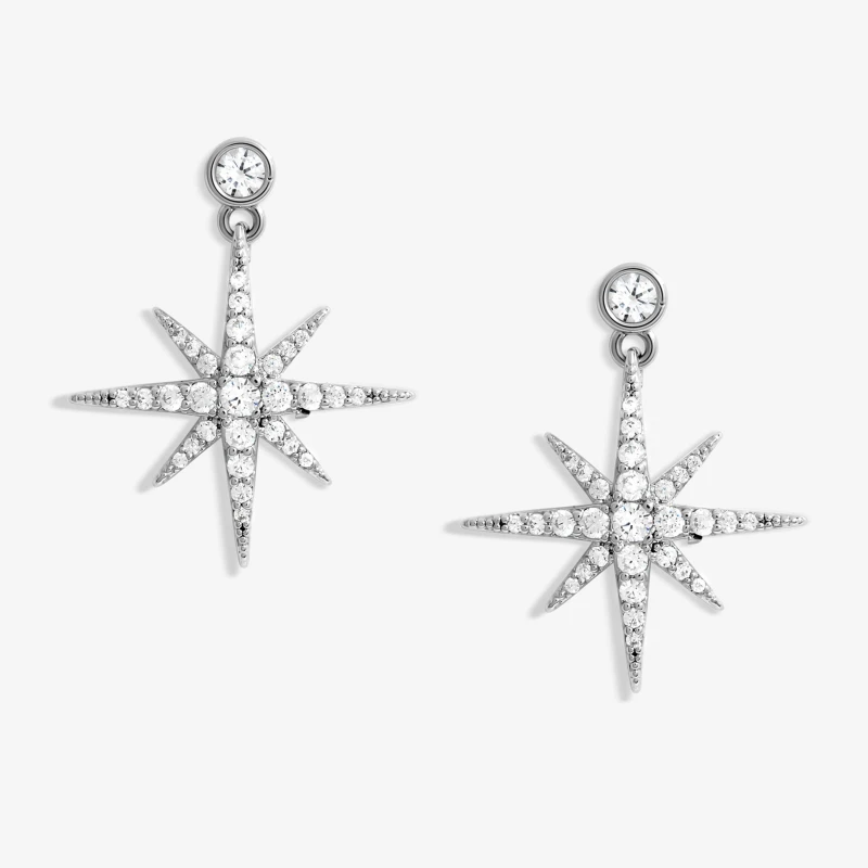 Image of Jon Richard Silver Plated Cubic Zirconia Star Drop Earrings Jewellery Sets One Size Silver 70970211000
