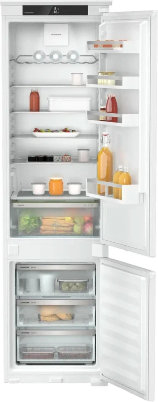 Image of Liebherr Pure ICNSd5603 194cm 70/30 Integrated Frost Free Fridge Freezer with Sliding Door Hinge - White - D Rated