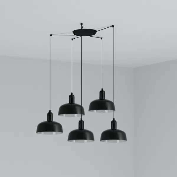 Image of Tatawin Small 5 Light Black Cluster Drop Pendant Lamp
