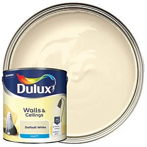 Image of Dulux Walls & Ceilings Daffodil White Matt Emulsion Paint 2.5L