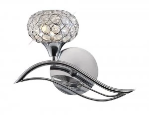 Image of Wall Lamp Switched 1 Light Left Polished Chrome, Crystal