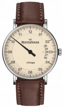 Image of MeisterSinger Mens Vintago Automatic Brown Leather Watch