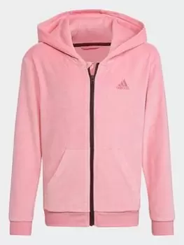 Image of adidas Lounge Velour Hoodie, Pink, Size 9-10 Years