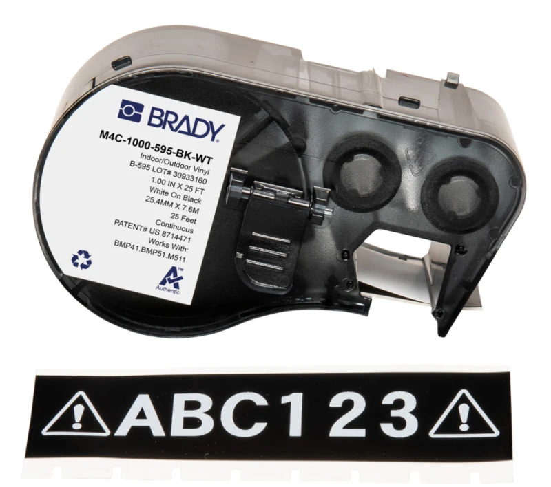 Image of Brady M4C-1000-595-BK-WT printer label Black. White Self-adhesive prin