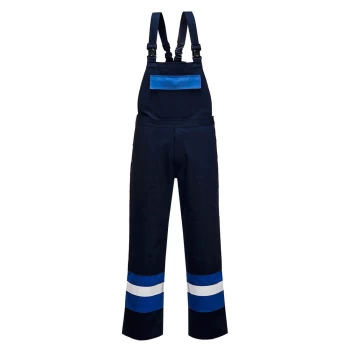 Image of Biz Flame Mens Flame Resistant Plus Bib and Brace Navy / Royal Blue XL