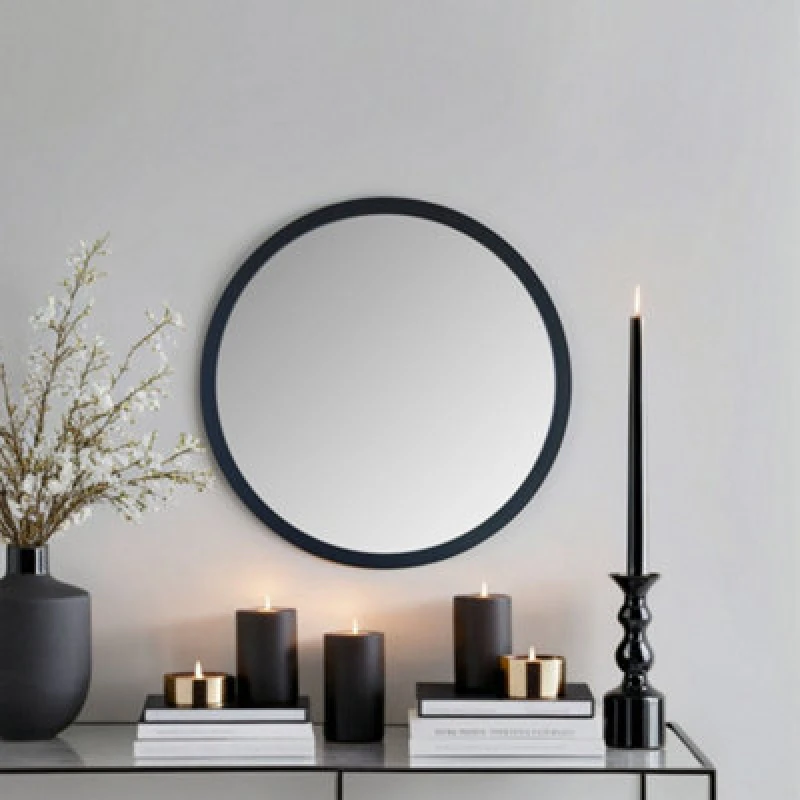 Image of Yearn Mirrors Yearn Mirrors Round Wall Mirror Black 60cm Black One Size Unisex 0756406341796