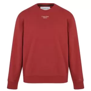 Image of Calvin Klein Jeans Stacked Logo Crew Neck Sweatshirt - Red