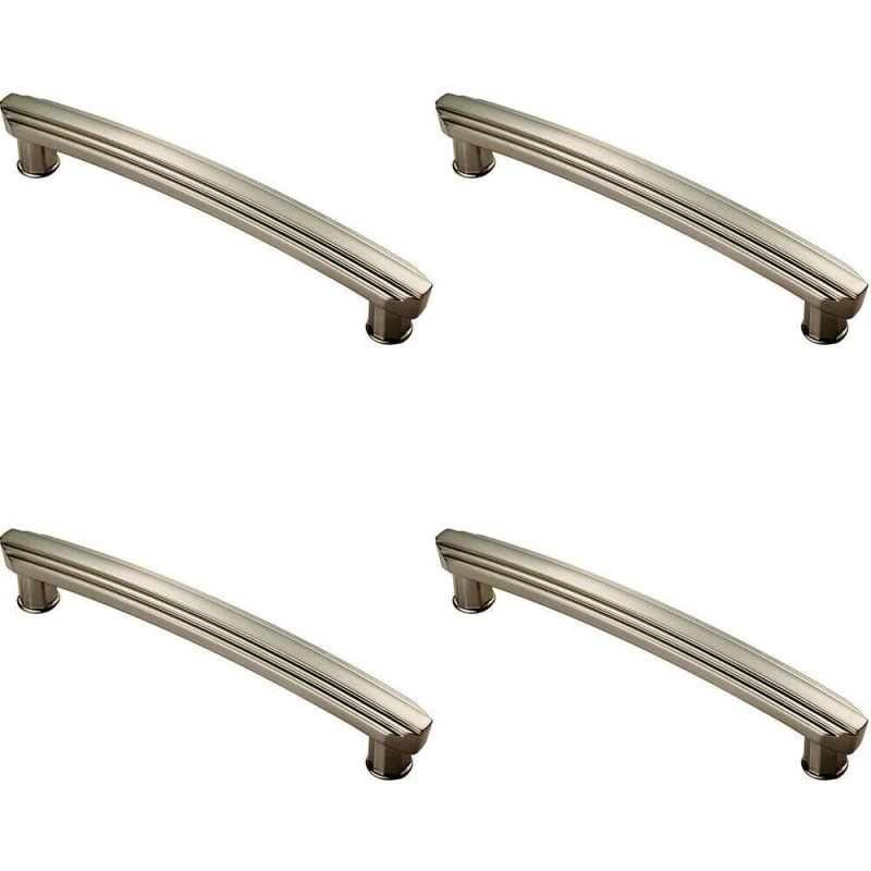 Image of Loops 4x Ridge Design Curved Cabinet Pull Handle 160mm Fixing Centres Satin Nickel Metallics unisex