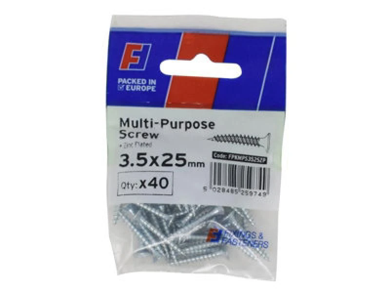 Image of Forgefix Multi Purpose Pozi Screw Csk St Zp 3.5 X 25mm Forgepack 40 Forfpms3525Z