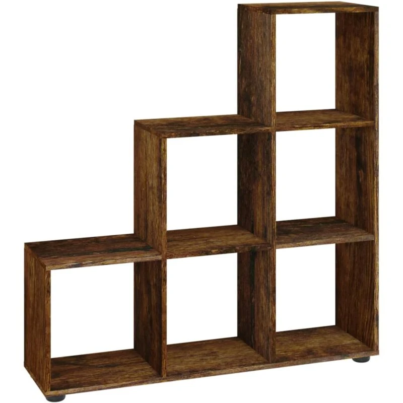 Image of vidaXL Staircase Bookcase Smoked Oak 107cm Engineered Wood, Brown 342606