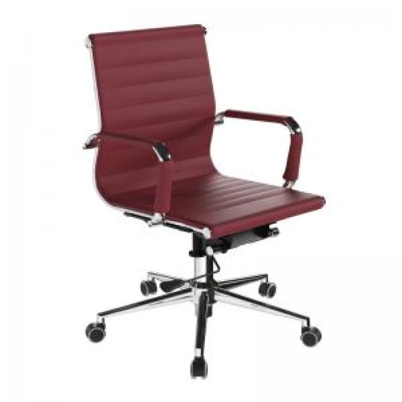 Image of Aura Nautilus Designs Aura Contemporary Medium Back Bonded Leather Executive Office Chair With Fixed Arms Red - BCL/8003/OX BCL/8003/OX