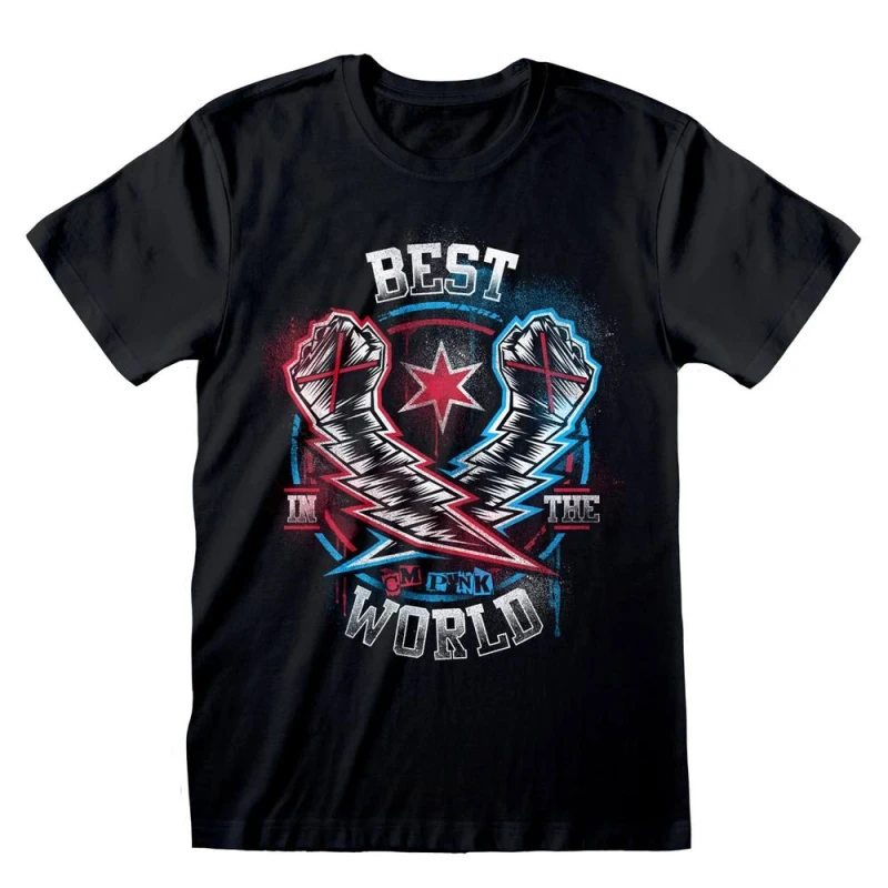 Image of WWE Mens CM Punk Best In The World T-Shirt in Black Size: Small Black Male S