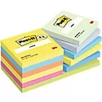 Image of Post-it Sticky Notes 654-MX-P8+4 38 x 51mm 100 Sheets Per Pad Blue, Green, Orange, Pink, Yellow Pack of 12(8+4 Free)