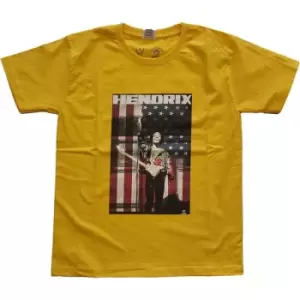 Image of Jimi Hendrix - Peace Flag Kids 13-14 Years T-Shirt - Yellow