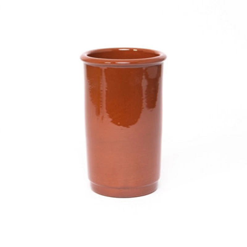 Image of Verano Spanish Ceramics El Toro Glazed Terracotta Brown Kitchen Dining Wine Cooler (H) 21.5Cm