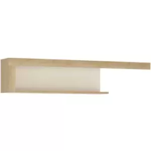 Image of Furniture To Go - Lyon 130cm wall shelf in Riviera Oak/White - Riviera Oak/White high gloss