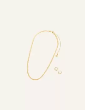 Image of Accessorize Womens 14ct Gold-Plated Omega Chain and Hoops Christmas Cracker, Size: One Size