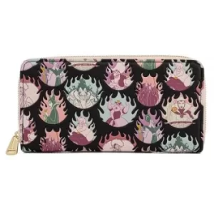 Image of Loungefly Disney Villains Pastel Flames AOP Around Wallet