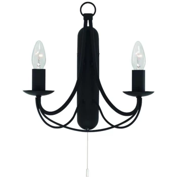 Image of Searchlight Maypole - 2 Light Indoor Candle Wall Light Black, E14