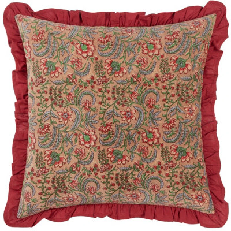 Image of Paoletti Paoletti Haven Floral Cotton Velvet Cushion in Rose Size: 50cm x 50cm Rose 50cm x 50cm Unisex 5025532949615