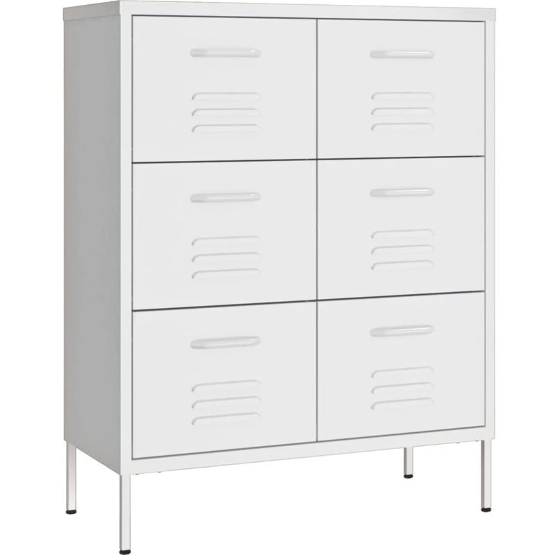 Image of VIDAXL Drawer Cabinet White 80x35x101.5cm Steel vidaXL 8720286564646