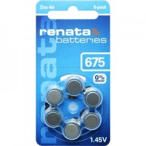 Image of Renata Hearing Aid PR44 Button cell ZA675 Zinc air 660 mAh 1.4 V 6 pc(s)