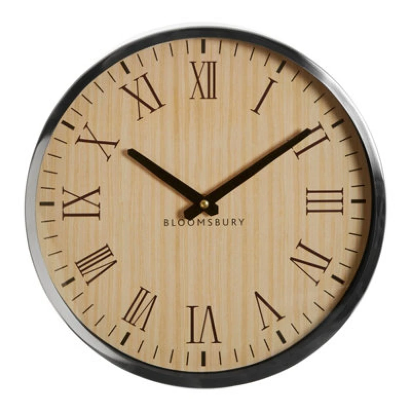 Image of Premier Housewares Vitus Natural and Silver Wall Clock Silver