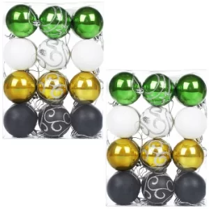 Image of Christmas Baubles 48Pcs Green