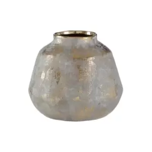 Image of Small Grey Ceramic Gold Finish Vase