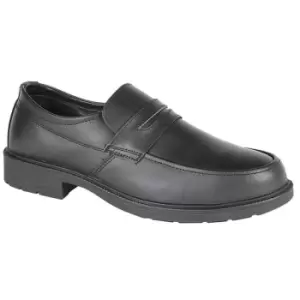 Image of Grafters Mens Uniform/Managers Step In Safety Leather Shoe (41) (Black) - Black