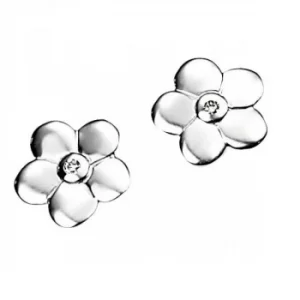 Image of Childrens D For Diamond Sterling Silver DIAMOND Flower Stud EARRING