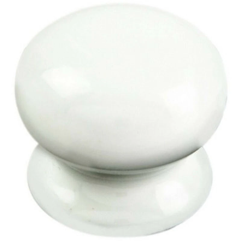 Image of Loops Round Porcelain Cupboard Door Knob 30mm Diameter White Antique Cabinet Handle White unisex