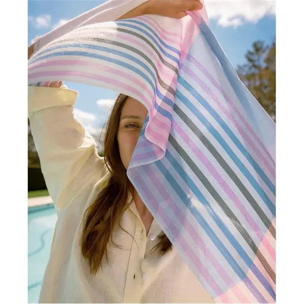 Image of Barbour Kendra Check & Stripe Scarf - Pink One Size