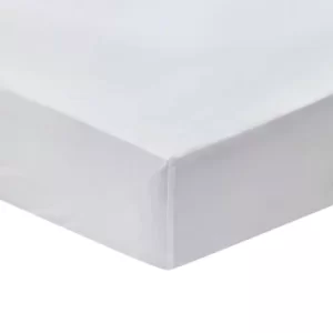 Image of Joules Cotton Percale Plain Dye Double Fitted Sheet, Chalk