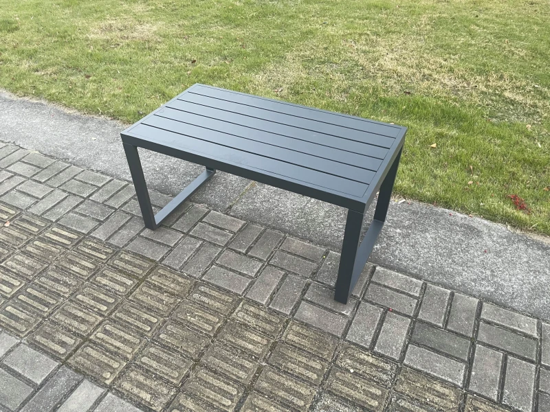 Image of Fimous Outdoor Garden Rectangular Coffee table Aluminium Patio Tea Table for Balcony, Terrace, Swimming Pool Dark Grey Dark Grey Unisex