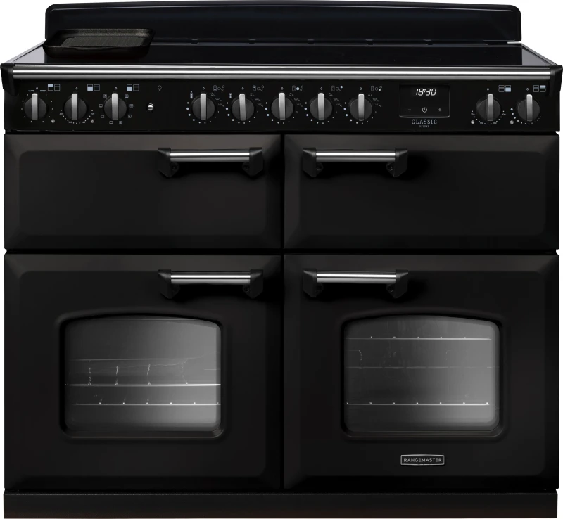 Image of Rangemaster CLDLB110EIPCBL/CM1 Classic Deluxe BC 110cm Induction Range Cooker Chrome Trim 14926 - CHARCOAL BLACK CLDLB110EIPCBL/CM1