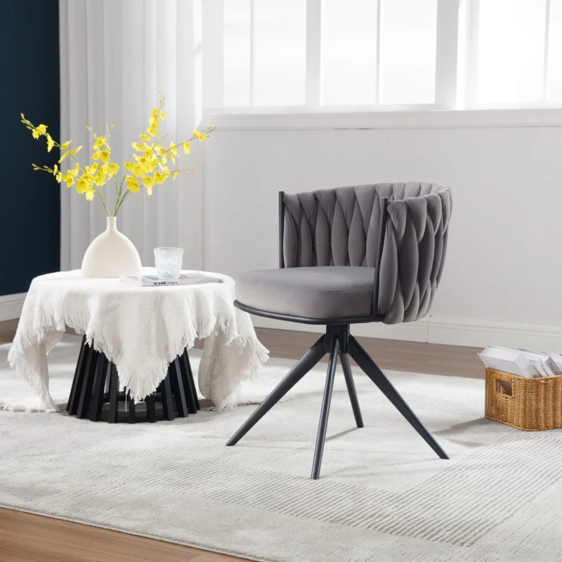 Image of Home Source Reno Round Back Grey Velvet Occasional Accent Chair