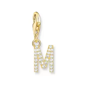 Image of THOMAS SABO Gold Plated Zirconia Letter M Charm