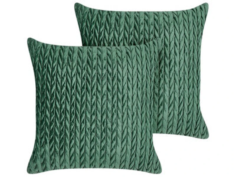 Image of Beliani Set Of 2 Decorative Cushions Eclipta 45 X 45cm Green Solid
