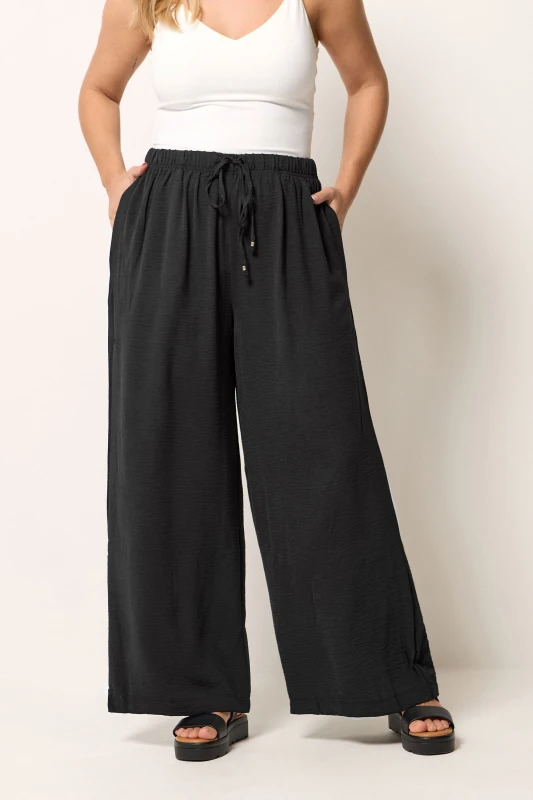 Image of Yours Twill Wide Leg Trousers Black