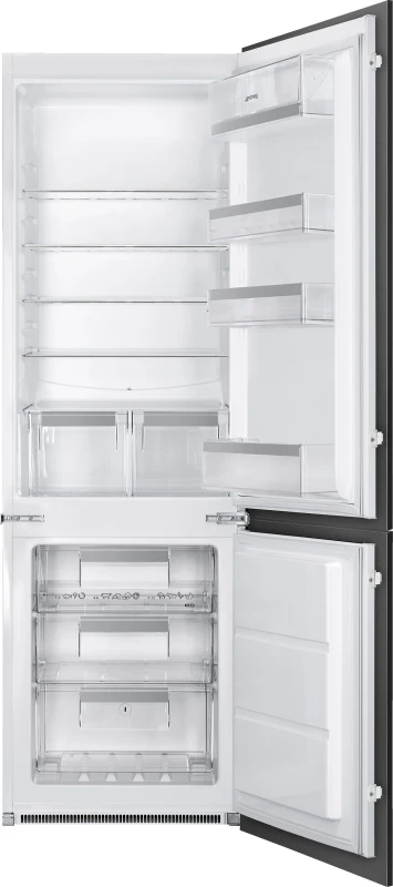 Image of Smeg UKC8173N1E 178cm 70/30 Integrated Fridge Freezer with Sliding Door Hinge - White - E Rated