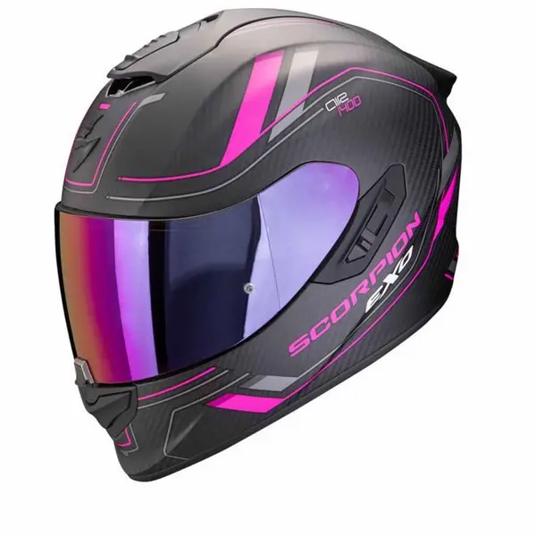 Image of Scorpion EXO-1400 Evo II Carbon Air Mirage Matt Black Pink Full Face Helmet S