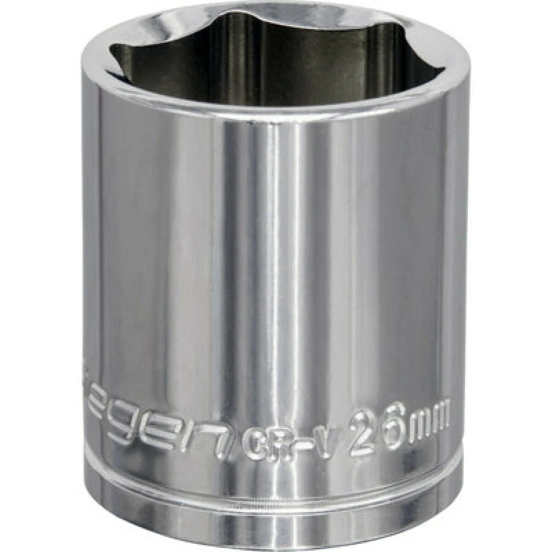 Image of Loops 26mm Chrome Plated Drive Socket - 1/2" Square Drive - High Grade Carbon Steel Metallics