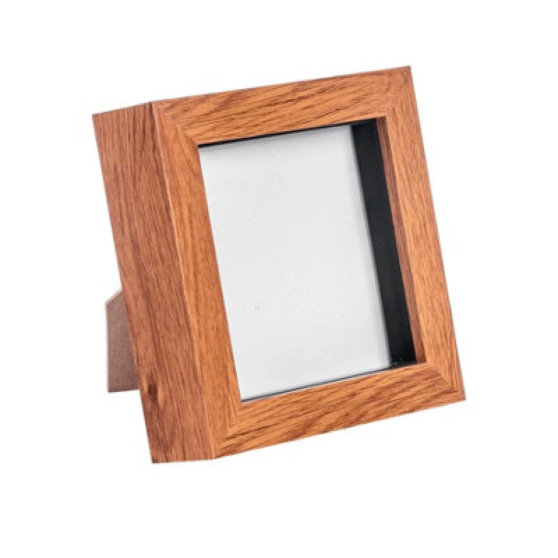 Image of Nicola Spring 4 X 4" Photo Frame - Dark Wood - 3D Photo Frame Picture Frame Box Portrait Display Case (12.5 X 12.5Cm)