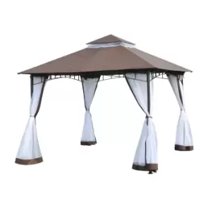 Image of Outsunny Garden Gazebo Wedding Canopy Shelter Mesh Squre Party Brown 3 X 3M - Brown