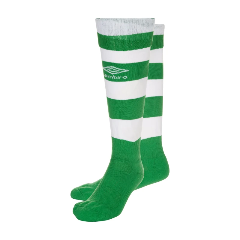 Image of Umbro Umbro Men Hooped Sock Leg in Green Size: large Green L Male 5063238294660