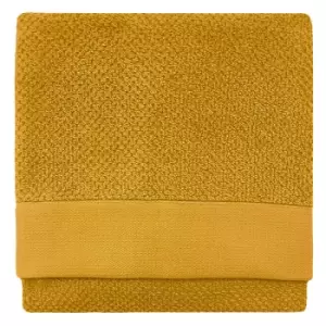 Image of Textured Weave 100% Cotton 500gsm Bath Sheet, Ochre - Furn