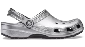 Image of Crocs Classic Metallic Clogs Unisex Silver Metallic W6/M5