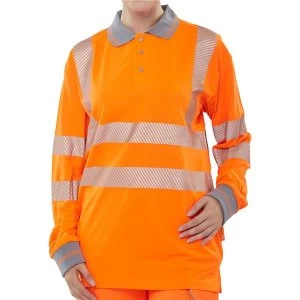 Image of BSeen Medium High Visibility Executive Long Sleeve Polo Shirt Orange