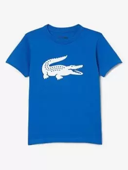 Image of Kids' Lacoste SPORT Tennis Technical Jersey Oversized Croc T-Shirt Size 4 yrs Blue / White